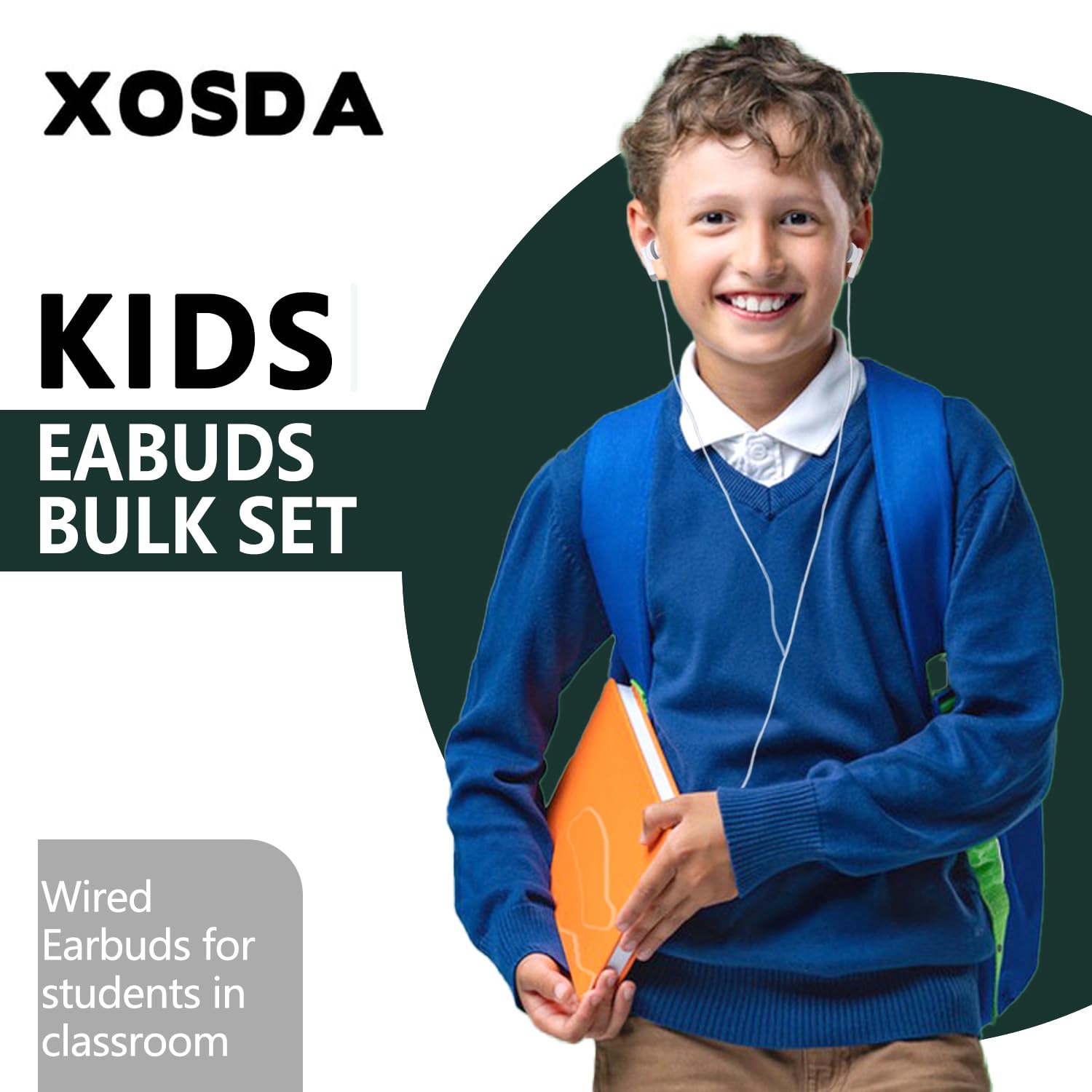 Confezione da 200 auricolari usa e getta per scuola, bambini, set di cuffie per studenti all'ingrosso (XPG101, 200 bianco)
