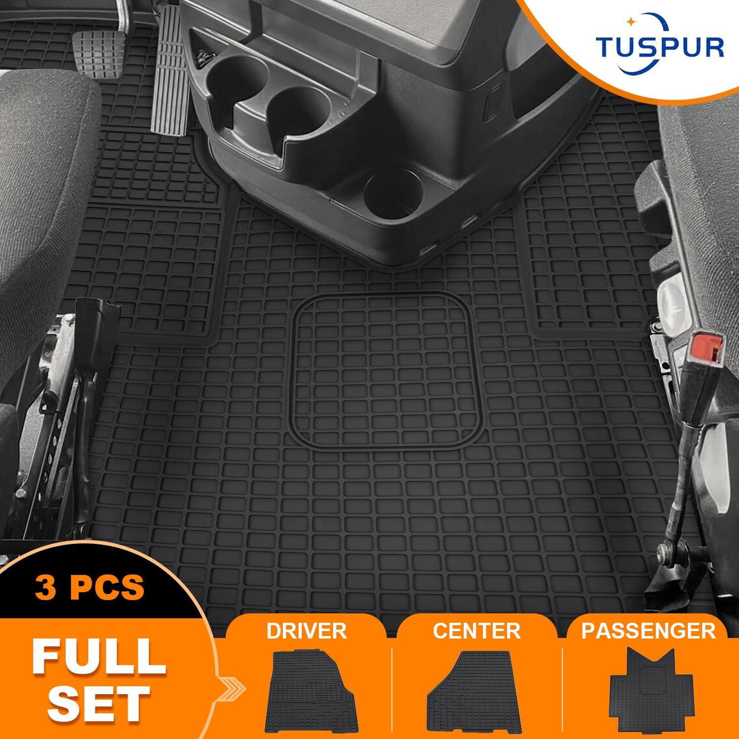 Floor Mats fit for Freightliner Cascadia 2018-2023 | Heavy Duty Truck Floor Rubber Mats | All-Weather Guard Cargo Liners | for Freightliner Cascadia Accessories | 3PCS Set - Image 4