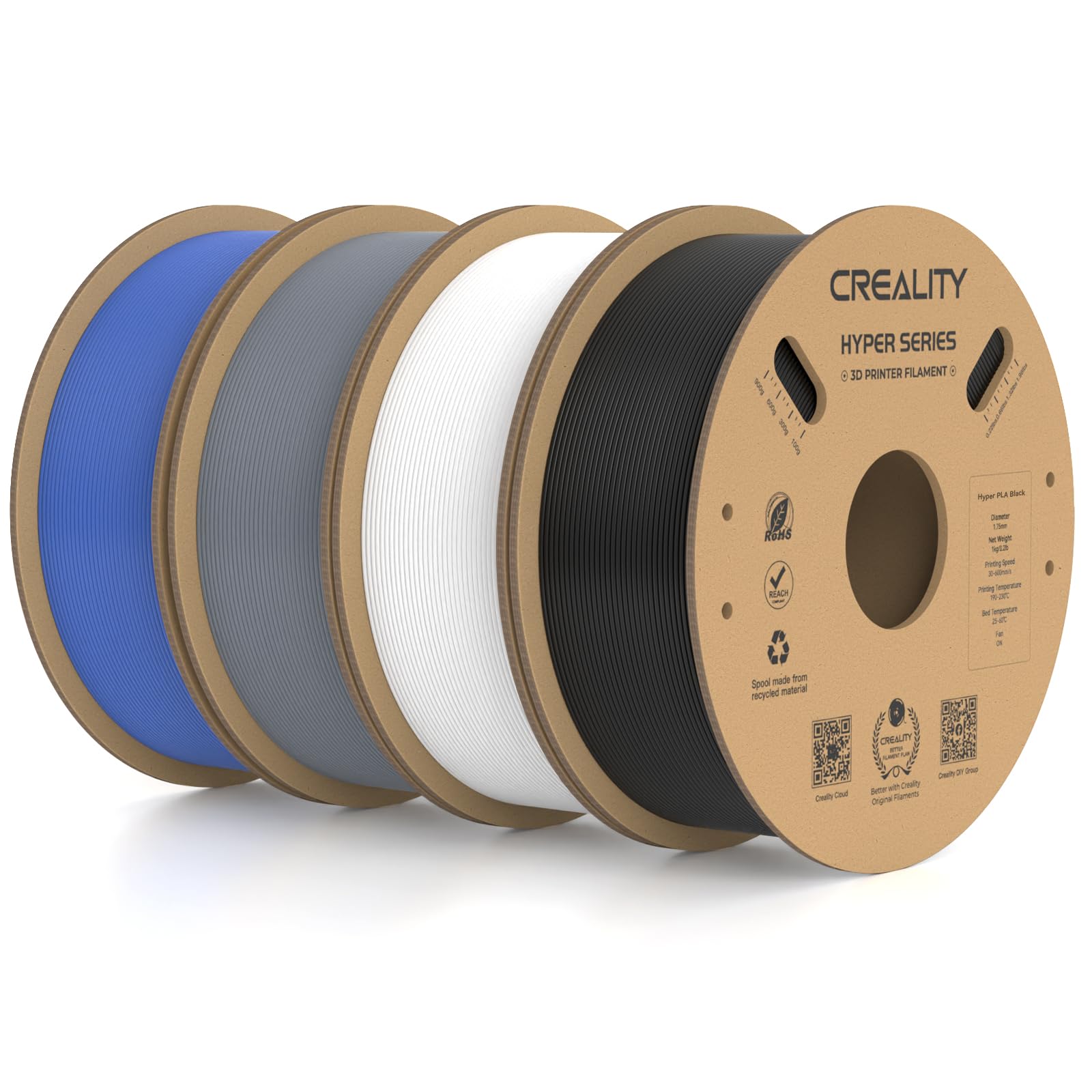 Creality Filamento PLA 1.75mm per Stampante 3D e Penne 3D Precisione Dimensionale +/- 0.02mm Neatly Wound Stampanti 3D FDM Bobina da 1kg (2.2 Libbre) (Bianco)