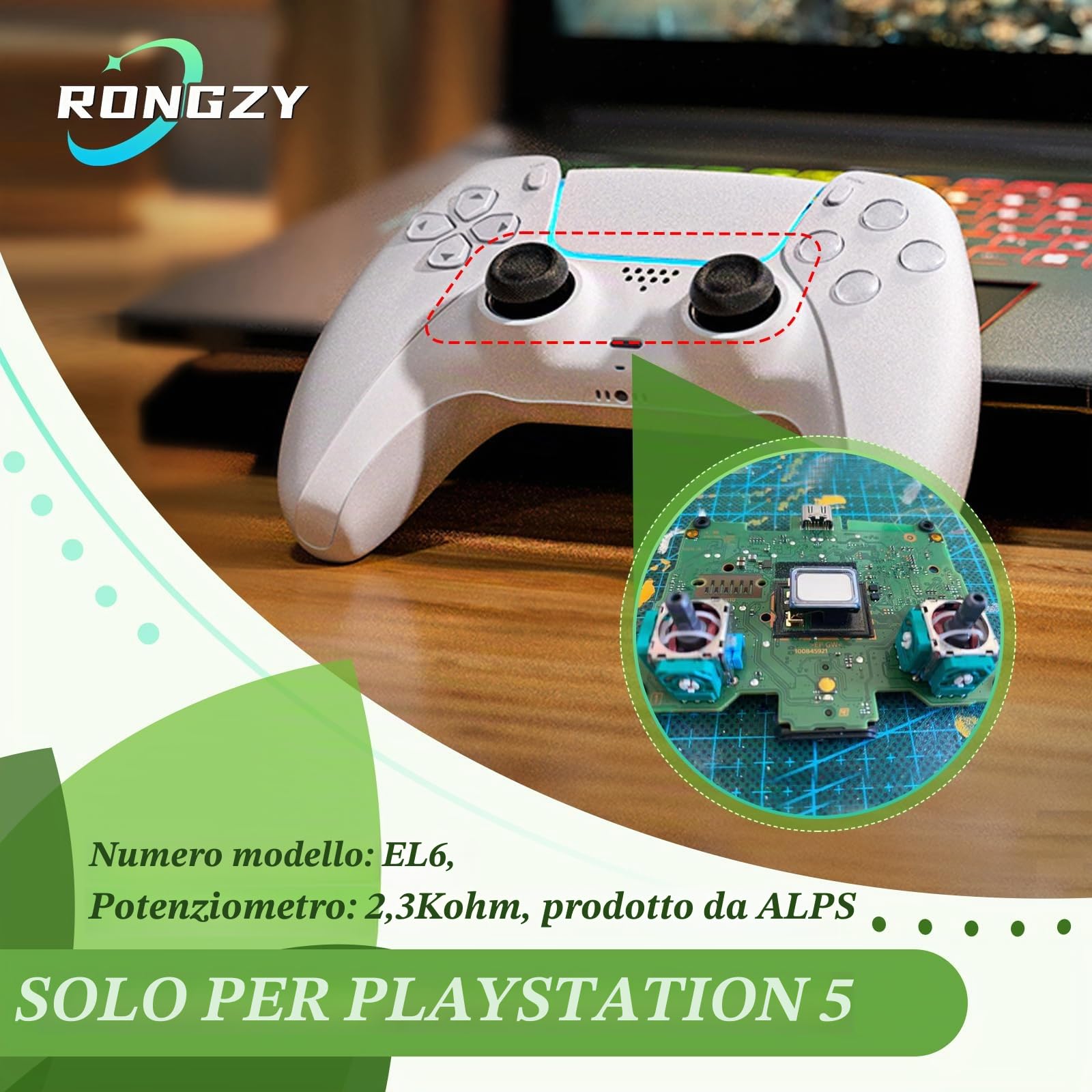 RongZy 4 Pezzi Controller Sticks Compatibile con Playstation 5 PS5 Elettromagnetico Joystick Riparazione Accessori Alps Controller Stick Deriva con Strumenti (Verde)
