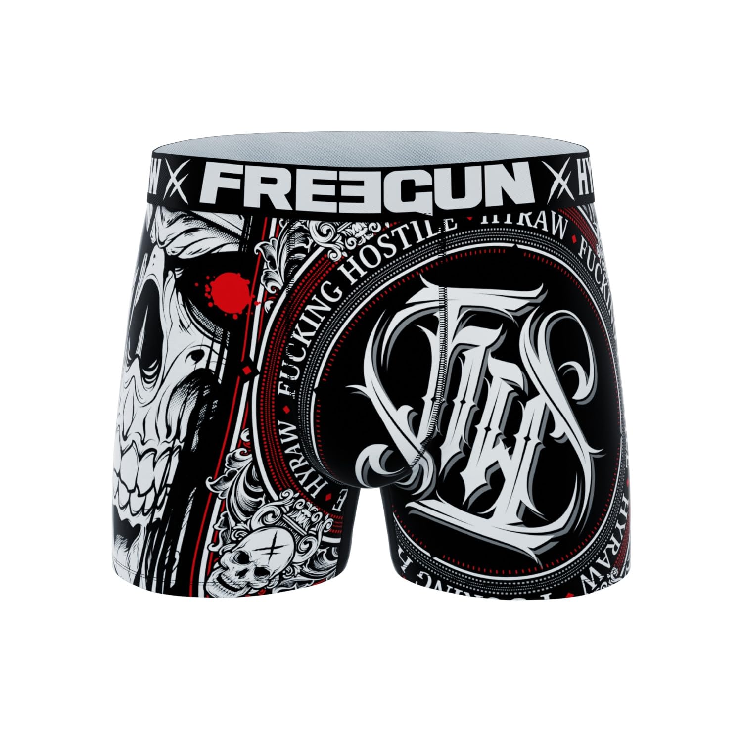 FREEGUN Boxer Homme Hyraw, Caleçon Homme Pirates Skull, Original et Confortable (Lot de 4)