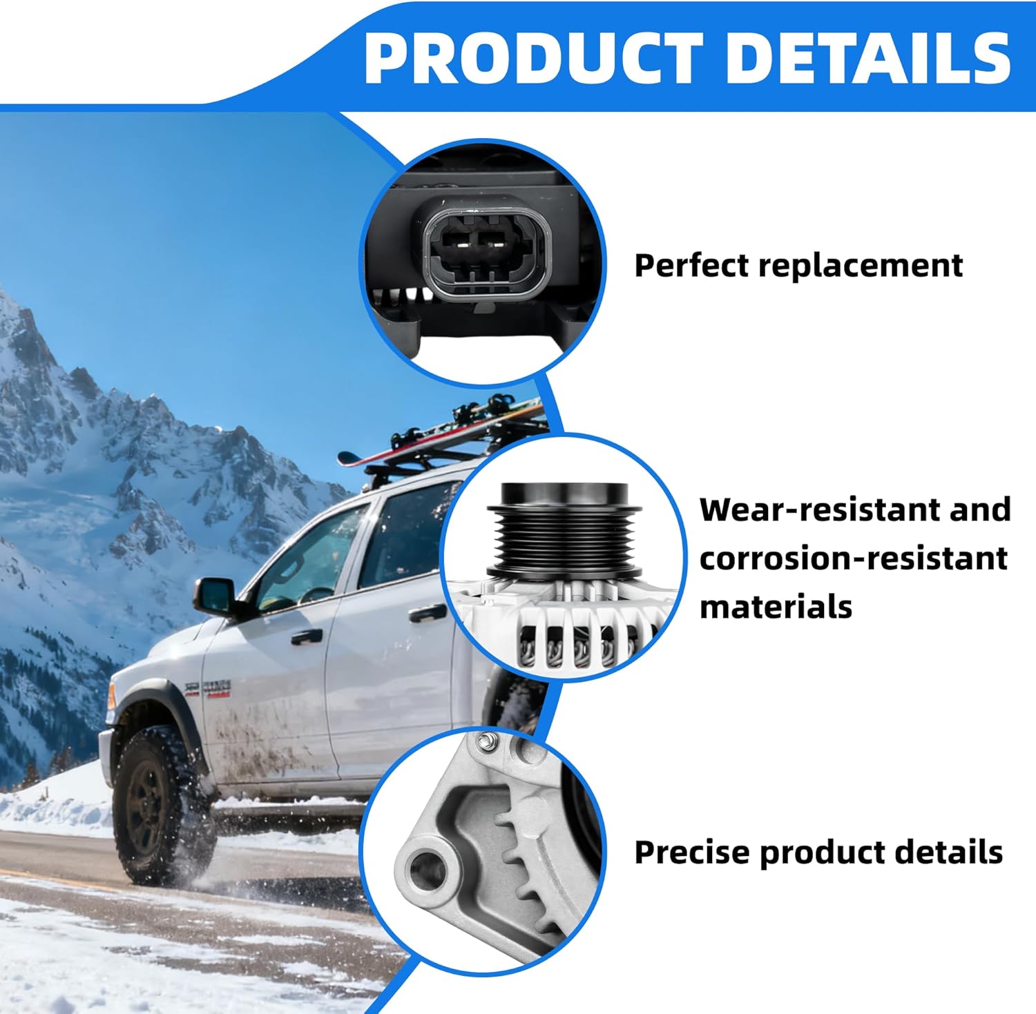 84143543 Alternator Compatible with Chevy Chevrolet Silverado1500 2500, Express 2500 3500, Tahoe, Suburban, GMC Yukon, Savana 150A 12V, Replace# 84143542 104211-8340 1042118350 104211-8350 1042118352