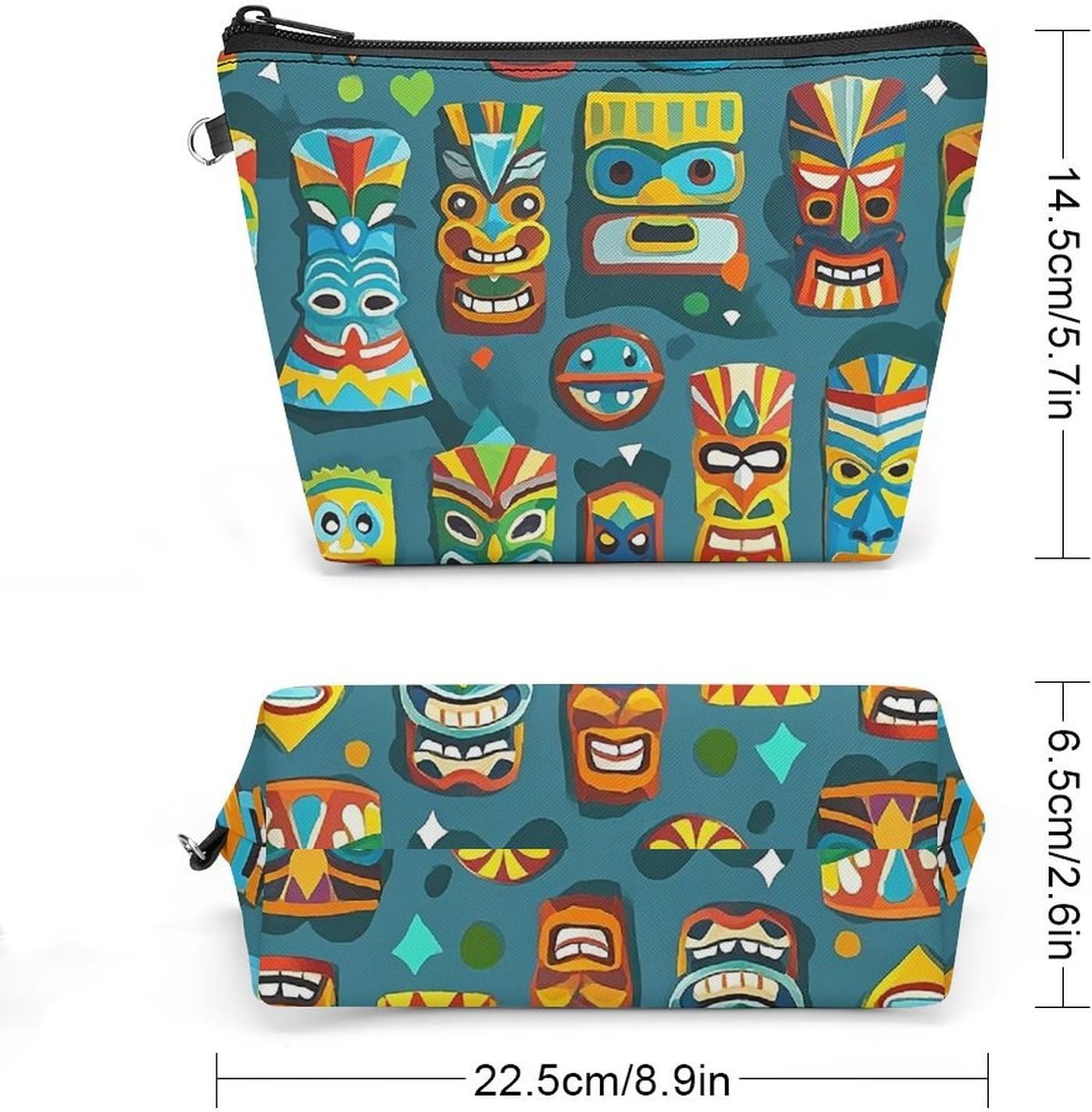 Colorful Tiki Mask Pattern Travel Makeup Bag Large Capacity Toiletry Bag image 2