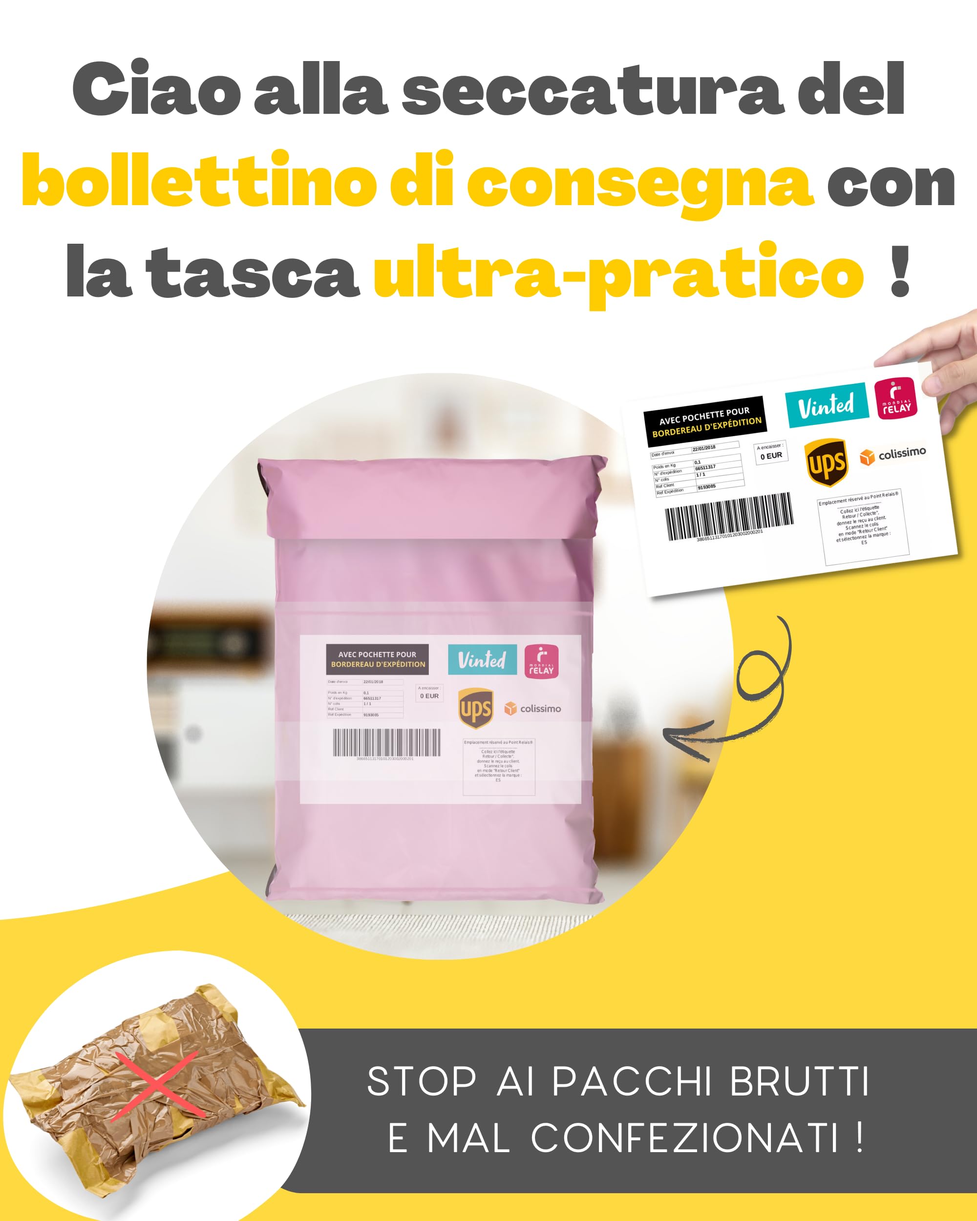 EMBALLAX Sacchetti Spedizione in Plastica 30 Buste NON TRANSPARENTI ULTRA-RESISTENTI Taglie S/M/L