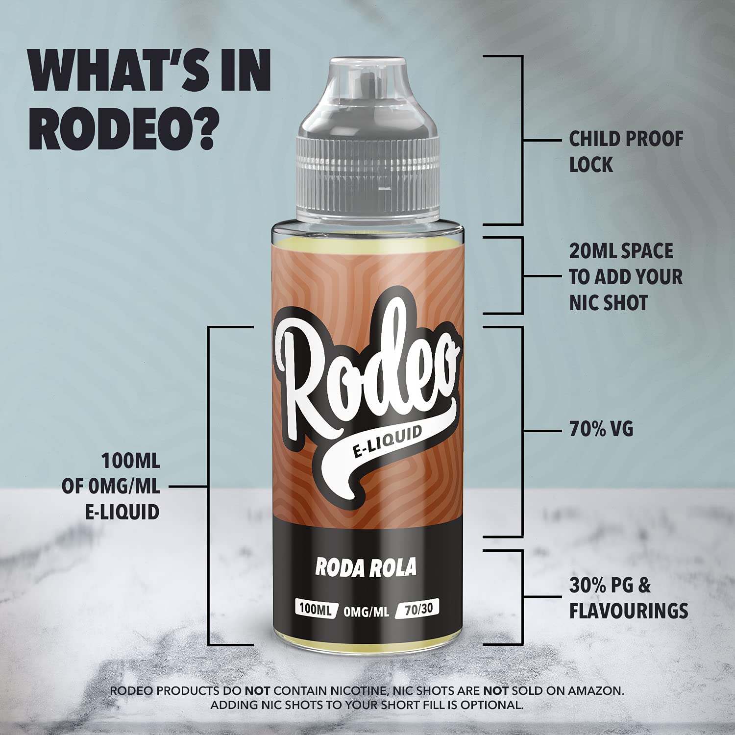 Liquide Cigarette lectronique Cola E Liquide 100ml Got Cigarette  lectronique Ecig Premium Vape Jus E-Liquide 70/30 Sans nicotine ni tabac  (Rodeo E Liquid) : Amazon.fr: High-Tech