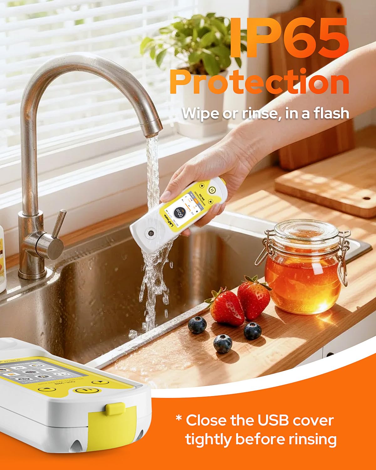 3-in-1 Digital Refractometer with ATC for Wine Making, Home Brewing, Rechargeable 0-95% Brix Meter for Coffee, Juice, Honey, Maple Syrup