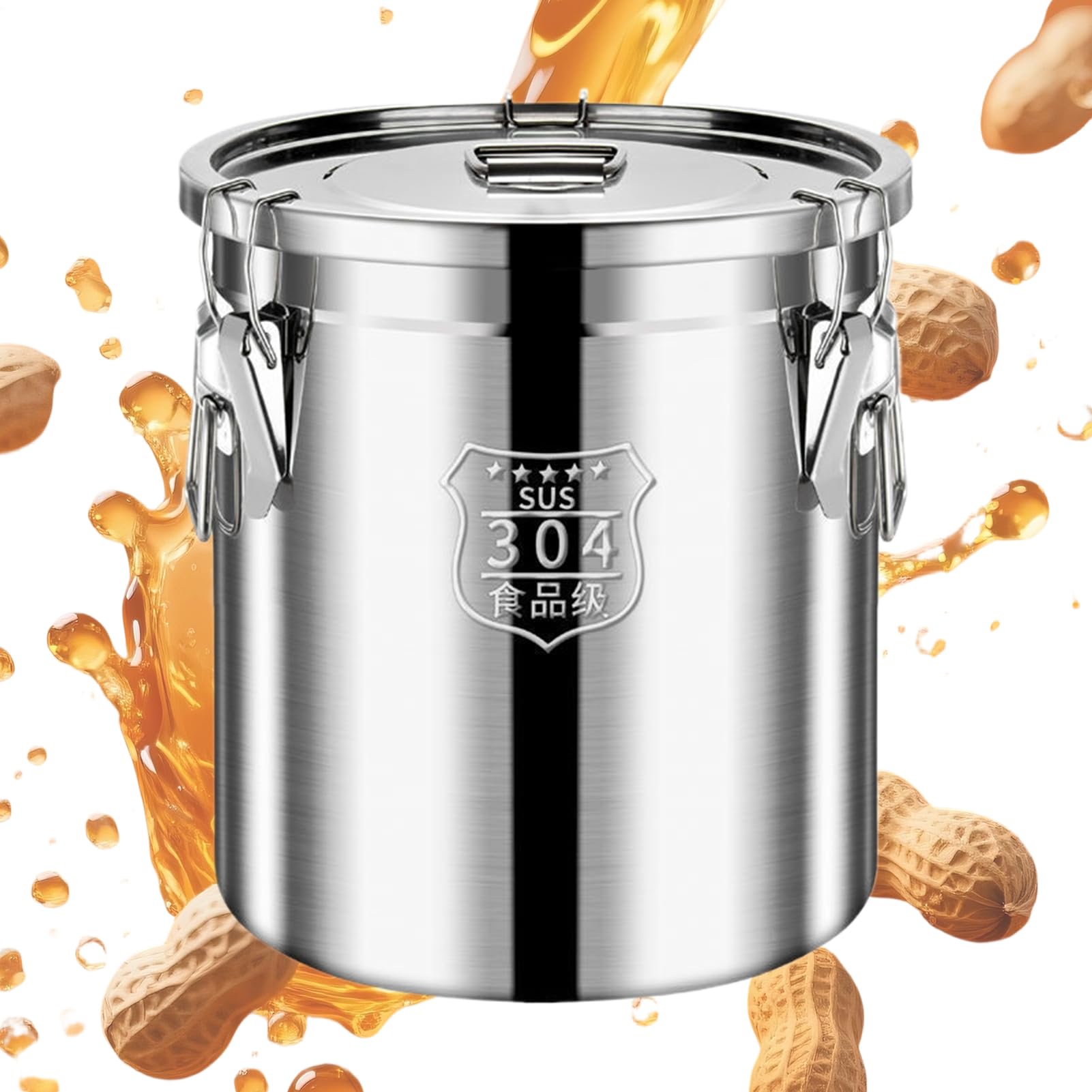 Contenitore Metallico con Coperchio Secchiello Ermetico per Cereali | Secchio grande per alimenti da cucina per farina, pane, uso domestico, bar, bancone, piano di lavoro