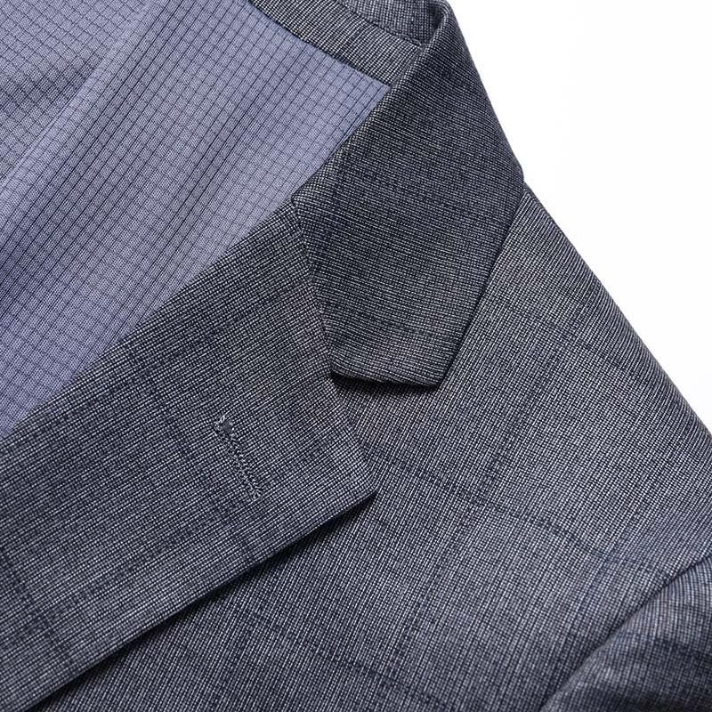 Men's Gray Casual Plaid Two Button Lapel Slim Fit Lightweight Sport Coat for Spring Fall Wear3