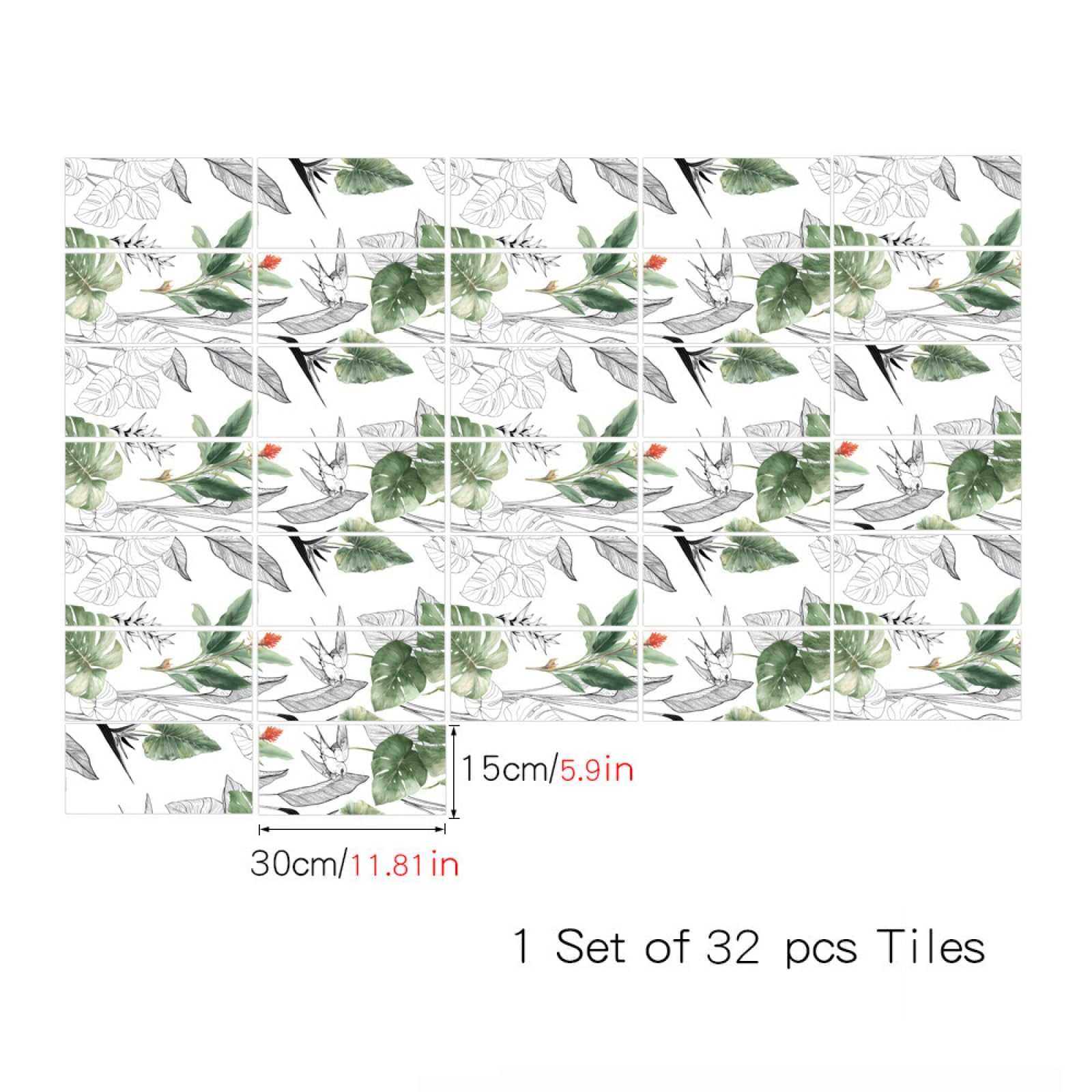 Stickers muraux Autocollants à Motifs Animaux et Plantes pour Salle de Bain, crédence de Cuisine, Vinyle Auto-adhésif imperméable et résistant à l'huile, décoration intérieure