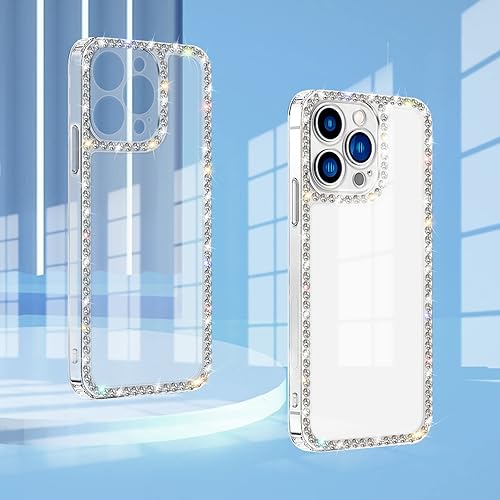 Miniatura 3 de Funda transparente compatible con iPhone XR con diamantes de imitación para niñas y mujeres, diseño de parachoques brillante con purpurina y diseño