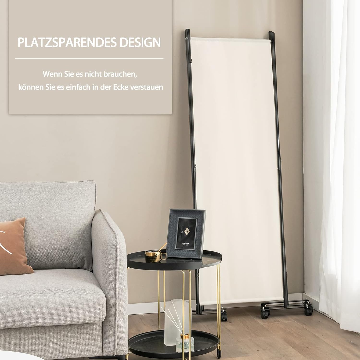FANTASK 225 x 173 cm Paravent 4 Panneaux de séparation Pliable