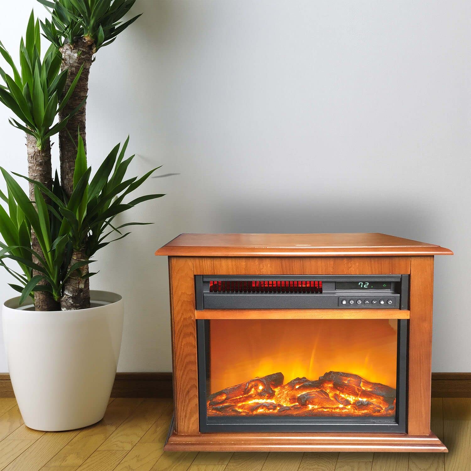 Amazon.com: Lifesmart 3-Quartz 5118 BTU Infrared Fireplace Oak Mantel with  Realistic Flame and Log Insert with Remote Control u0026 Timer, Fireplace  Heater with 3 Settings, Overheat Safety Switch and Cool Exterior :