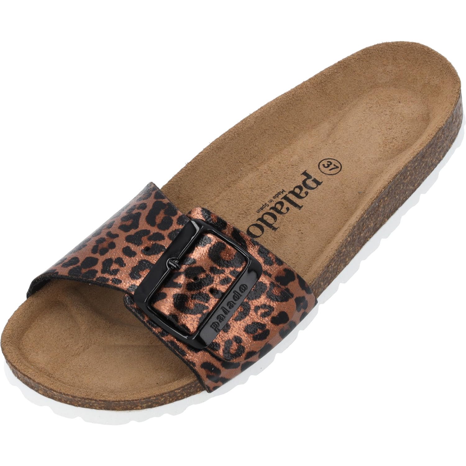 Palado Pantoletten Damen Malta EGS Leo - bequeme Sandeln Made in Spain - Hausschuhe mit dämpfendem Kork-Fußbett - modische Sommerschuhe