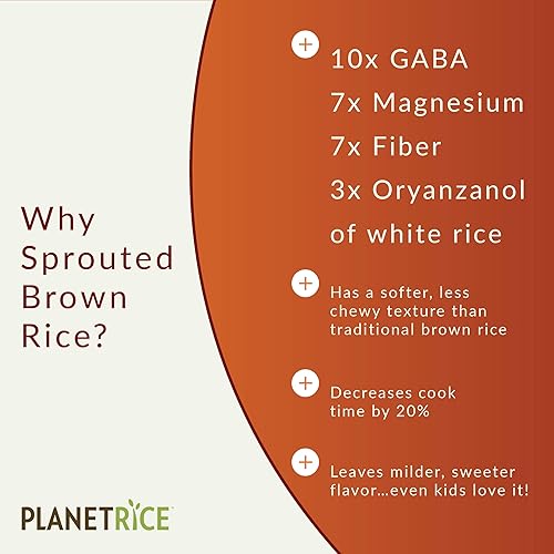 Miniatura 3 de Arroz Gaba marrón germinado cultivado localmente en California sin gluten y sin OGM 22onzas paquete de 6 Planet Rice