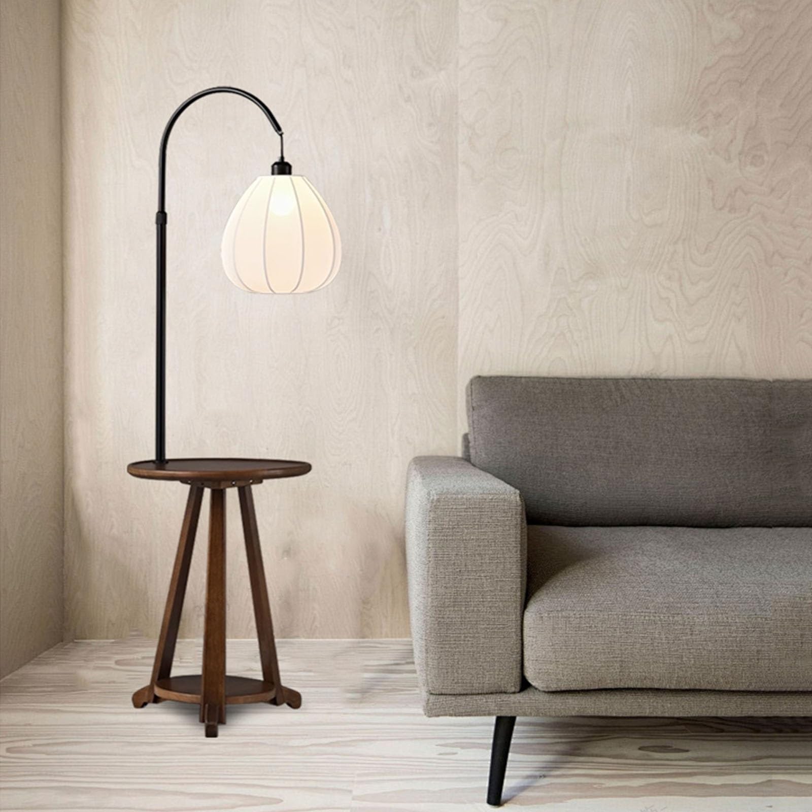 Luce da terra Lampada da terra con tavolo, lampada ripiani, comodino o tavolino moderno Mid-Century, lettura for camera letto, soggiorno Lampada d'angolo