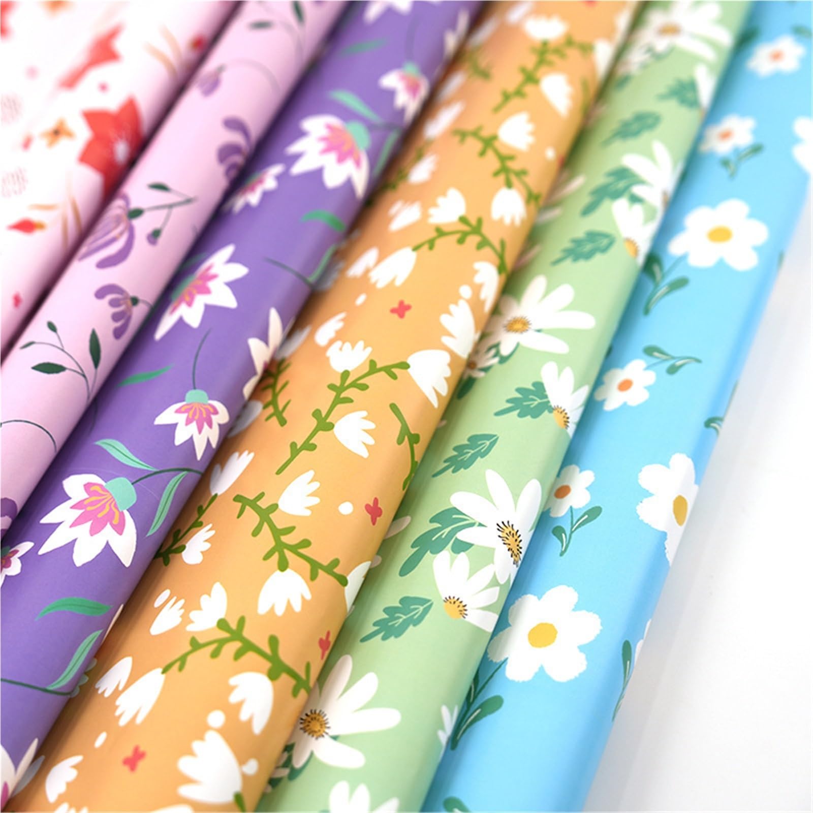 6 rollos de hojas papel regalo florales en rollo 50x70 cm para Cumpleaños, Bodas