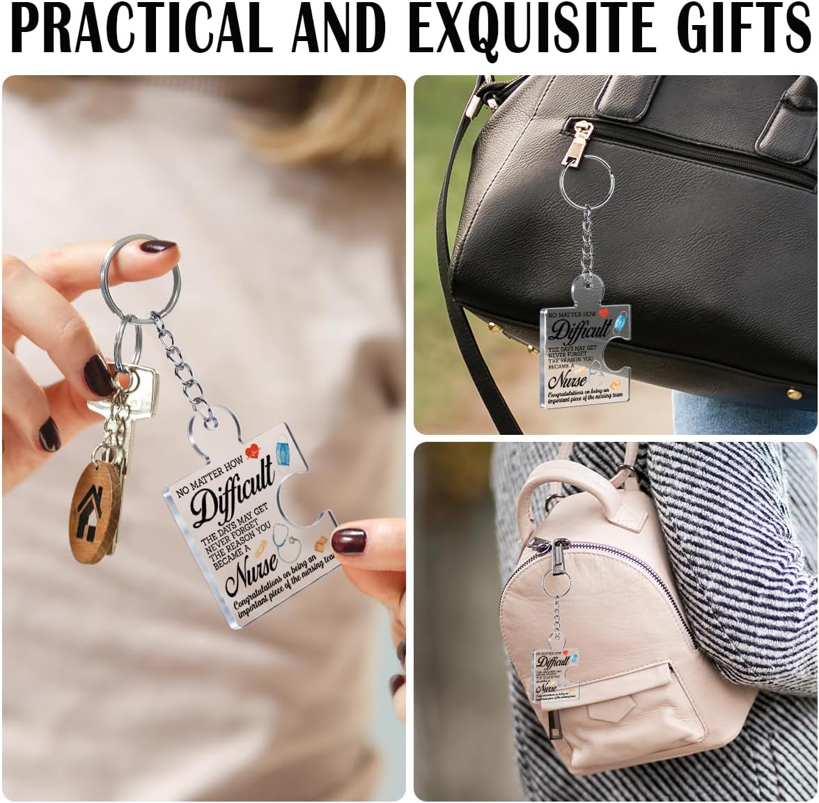 Nurse Gifts for Women, 12 Pcs Nurse Keychain Nurses Week Gifts Bulk for Nursing Student Practitioner Nursing Graduation Gift Nurses Appreciation Presents Acrylic Puzzle Piece Keychains - Image 7