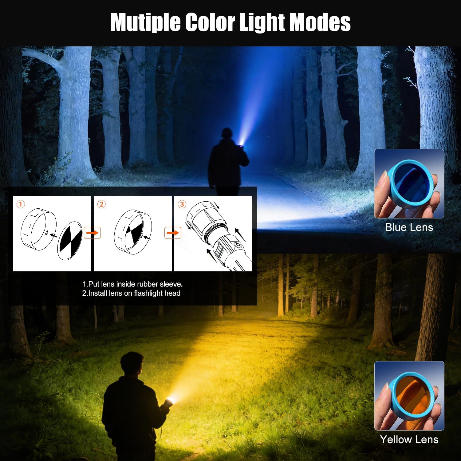 SKYFIRE LED Flashlight with Camping Light,1139LM Super Bright,701M Long Range,4500mAh Type-C Rechargeable,Aluminum Alloy,4 Gear Power Display,Multi-Mode,Shockproof for Outdoor Hiking Camping