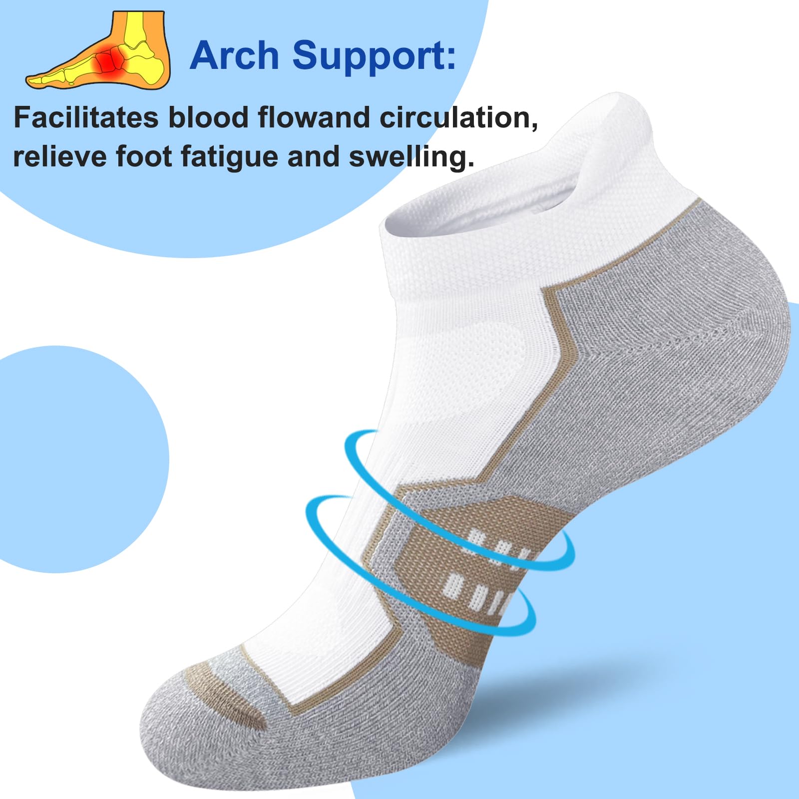 Calcetines deportivos para correr para mujer, cómodos, acolchados, antiampollas, 5 pares