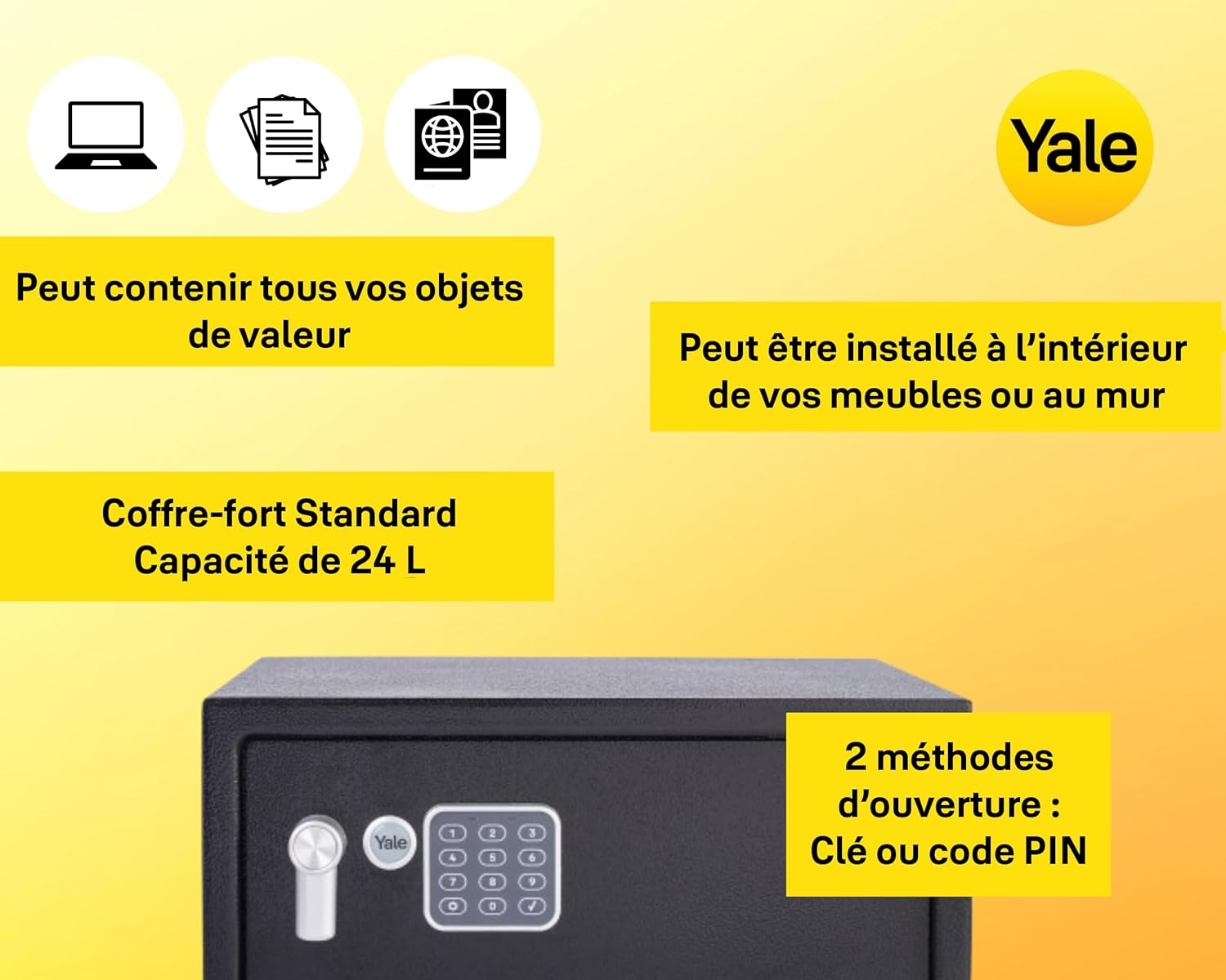 Yale safe installed under a desk