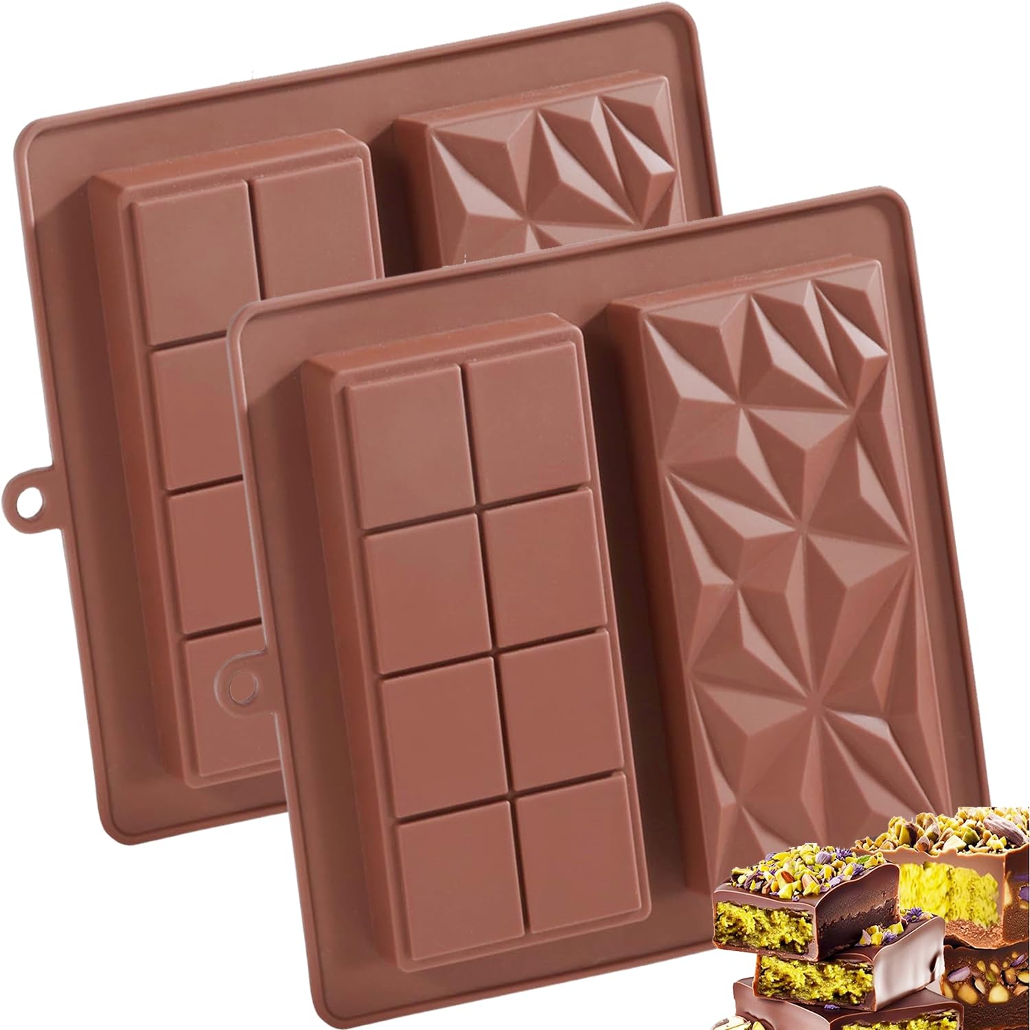 2 Stück 15 Mulden Silikon Backformen Halbkugelform für Gelee Schokolade Kuchen BPA Frei Antihaft Spülmaschinenfest Von ENBRWAS (Schokoladenform-01)