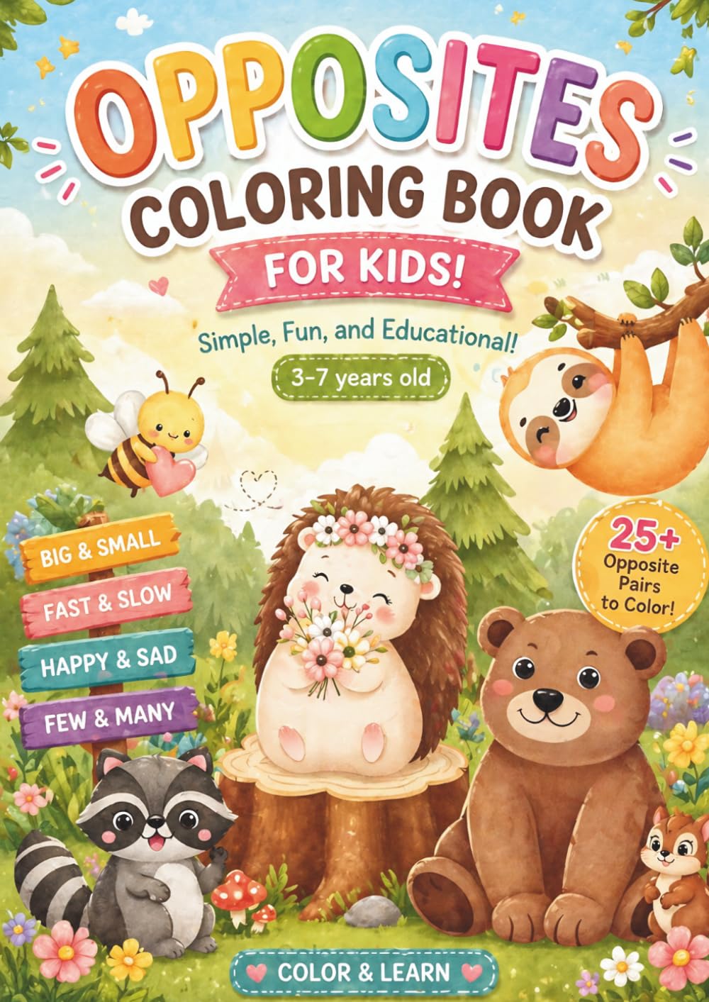Opposites Coloring Book for Kids!: Simple, Fun, and Educational! 3-7 years old
