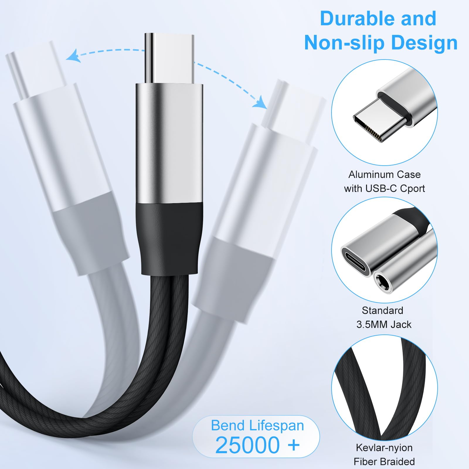 2 Adattatori USB-C A Jack 3,5mm NRAONRN - Cavo Da Tipo C A AUX Per Smartphone - Foto 3