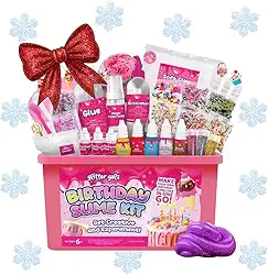 Kit de geleca | Presentes de aniversário Glitter Galz para meninas a partir de 6 anos | Faça sua própria festa de aniversário Slime 42 mix-ins | Artes e artesanato | Kit para fazer geleca | Ativador