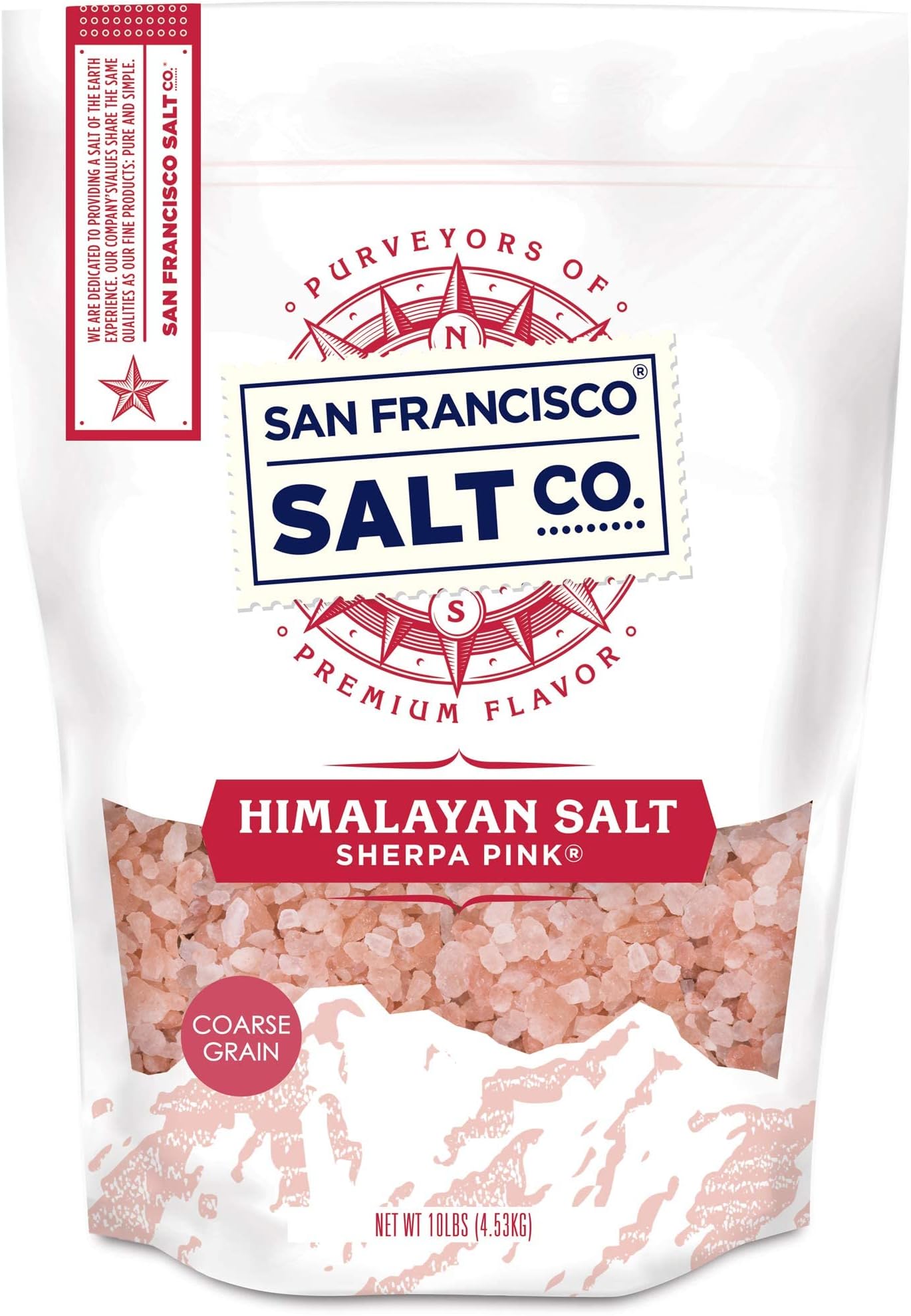 Sherpa Pink Himalayan Salt - 10 lbs. Coarse Bulk Bag - For Grinders and Salt Mills