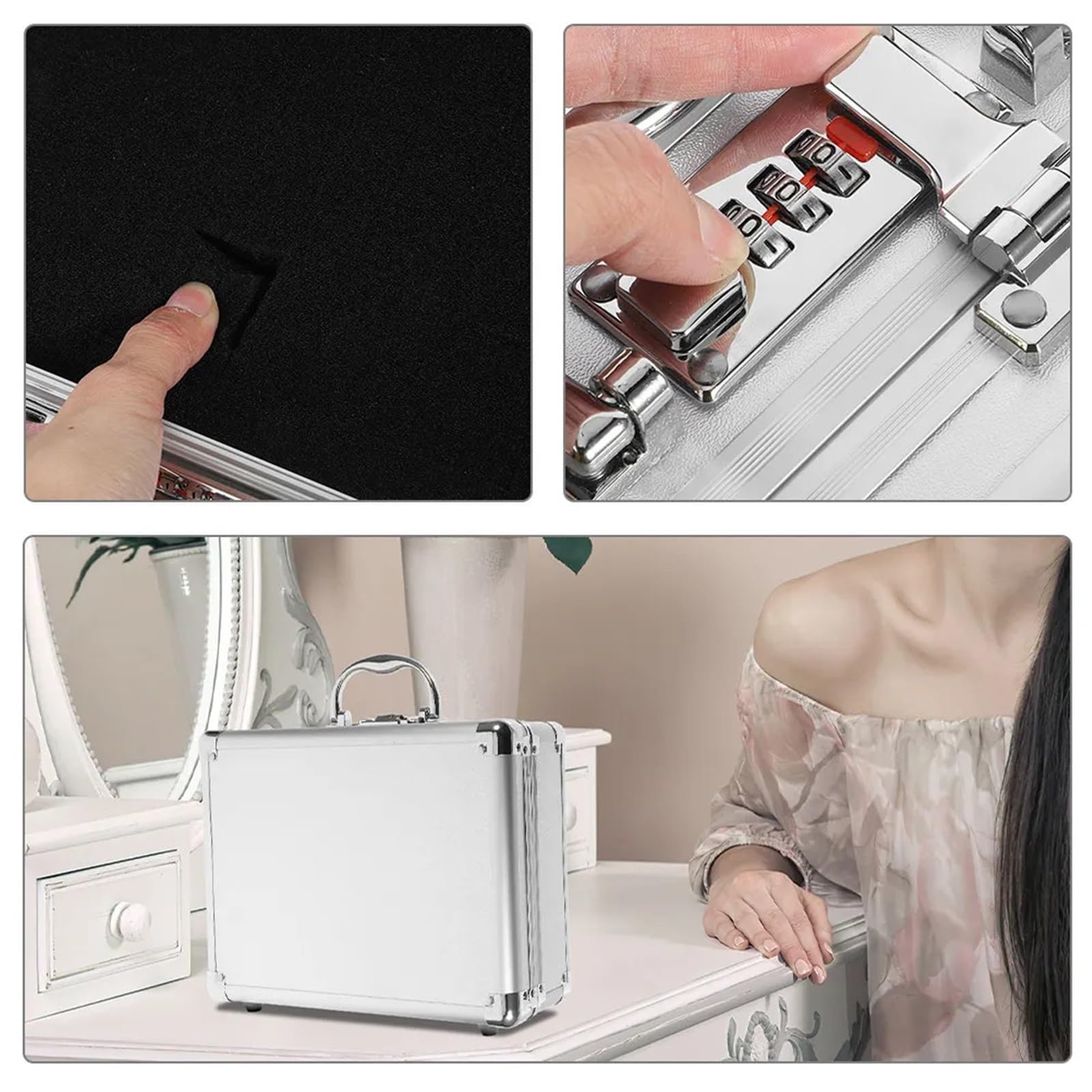 Aktenkoffer Aluminium Tragbarer Werkzeugkoffer aus Aluminiumlegierung, harte Aktentasche for Outdoor-Wandern, Camping, Angeln, mit Passwortgriff, multifunktional