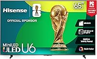 Hisense 65-Inch U6 Series Mini-LED 4K UHD Smart Fire TV 2025 (65U65QF) - Native 144Hz, QLED, Dolby Vision IQ, Dolby Atmos, Game Mode Pro