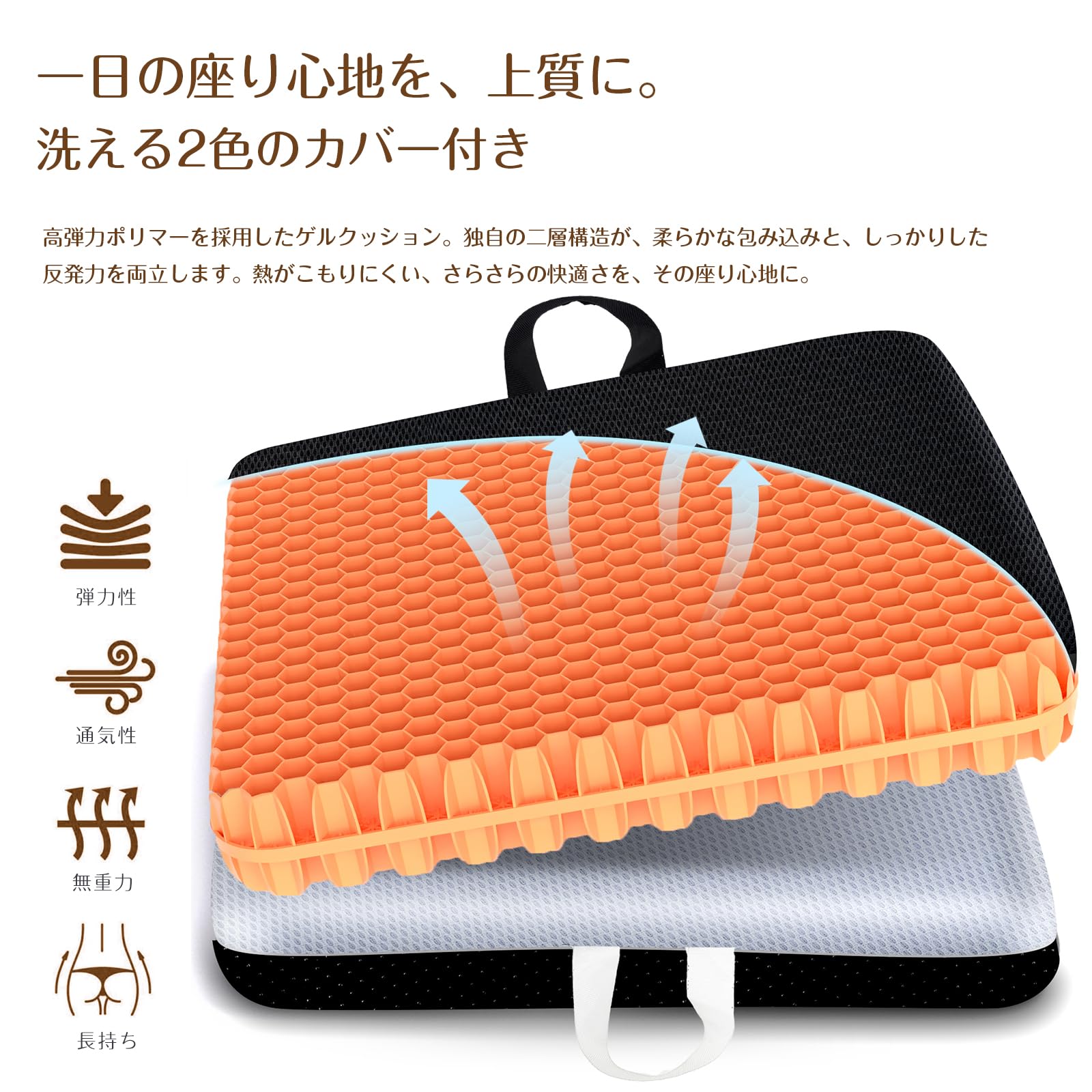 Amazon.co.jp: Yibaodan ゲルクッション 二重ハニカム構造 クッション