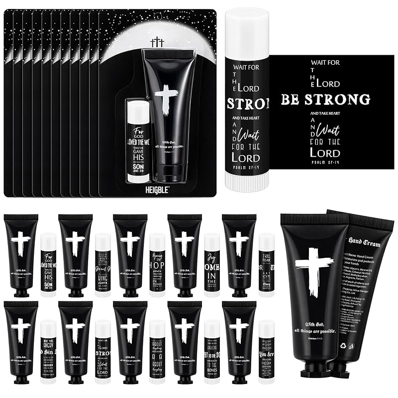 Heigble Conjunto com 20 Cremes para as Mãos e 20 Bálsamos Labiais com Fragrância de Cedro, Cor Preta