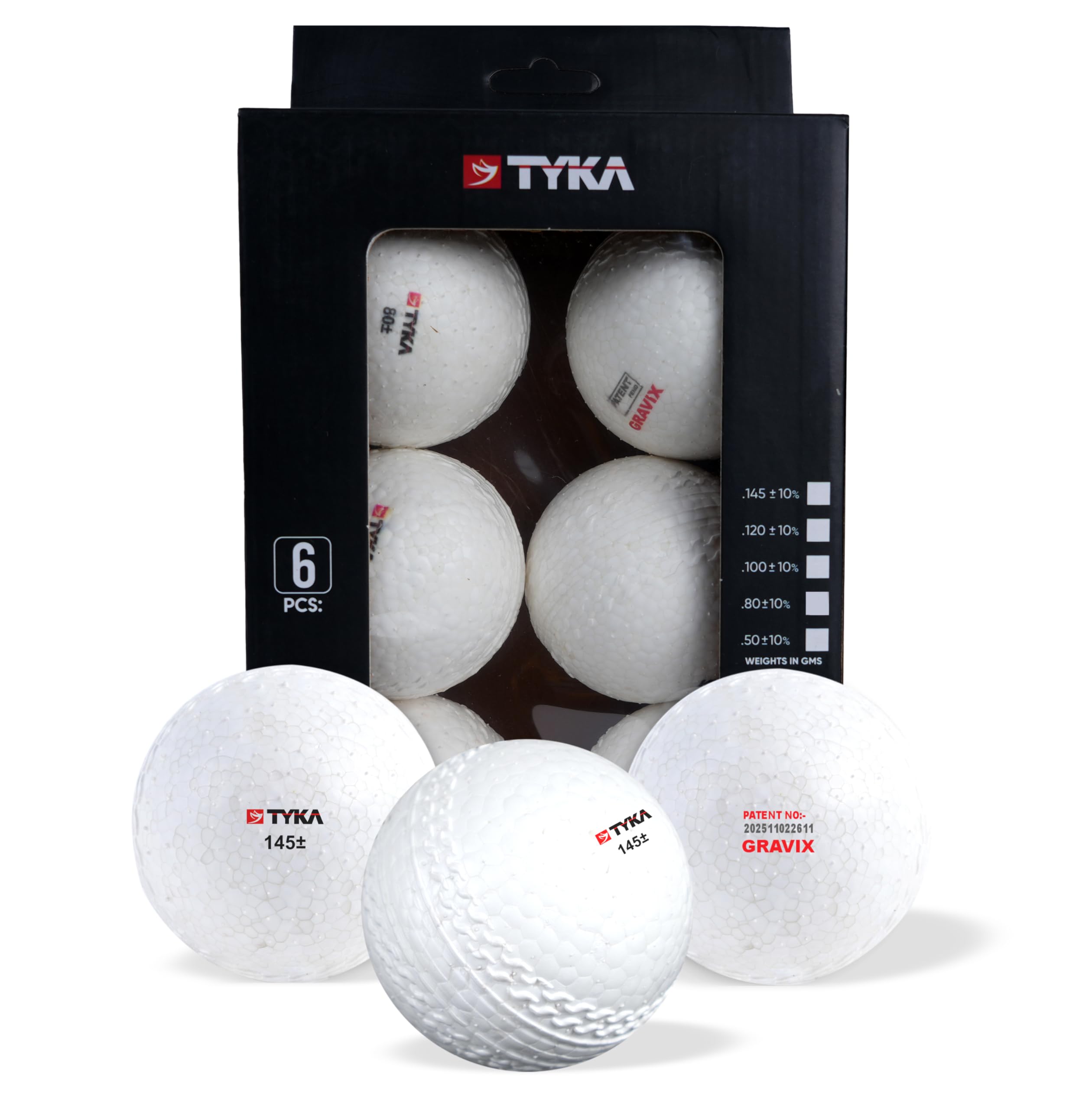 TYKA Heavy Gravix Moisture Resistant Cricket Ball 145+ GMS - Eco-Friendly Training Ball | All Weather Durable Performance | True Bounce, Engineered Power (All Levels) Pack of 6-image-22
