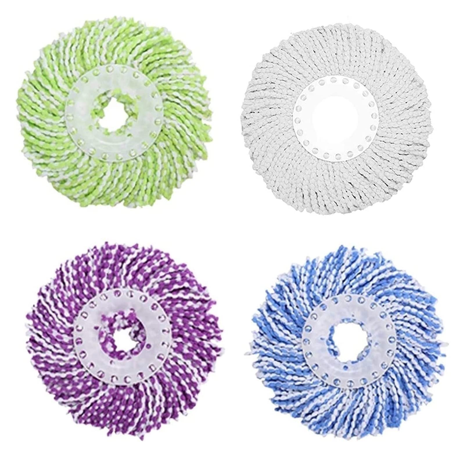 Balai mop rotatif 360 recharge serpillere microfibre ronde standard pack de 4