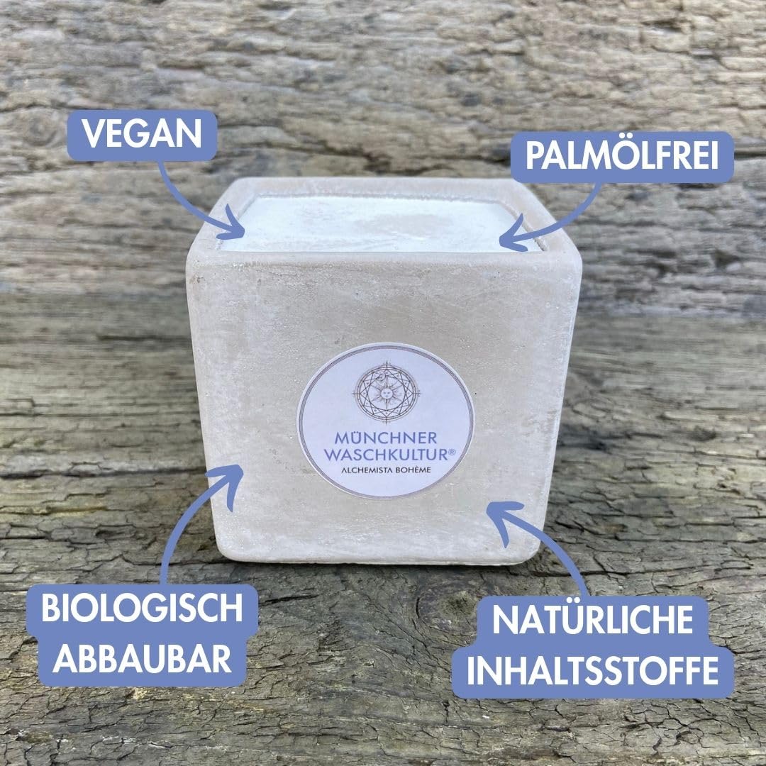 Spülseife, Festes Spülmittel, Geschirrseife im stabilen Betonblock | Vegan | Palmölfrei | Biologisch abbaubar | 300 Gramm