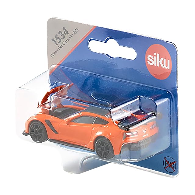 Foto 2 de 8 de siku 1534, Chevrolet Corvette ZR1, Naranja/Negro, Apertura de capó, Vehículo de juguete para niños