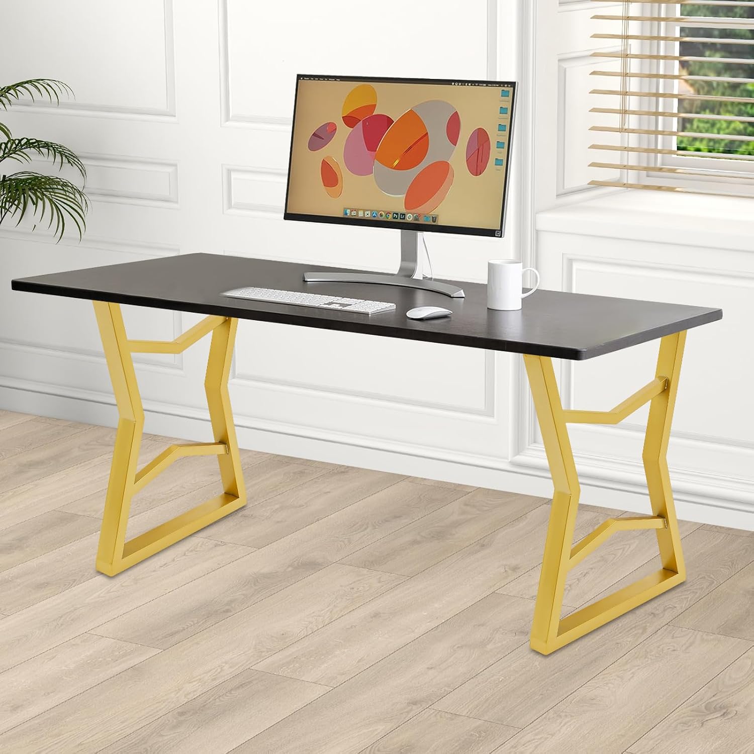 2Pcs 28-inch Table Legs, Furniture Leg, Office Table Legs Without Boards, with Adjustable Feet Pads, Bench Legs, Modern Table Legs, for Coffee Table, Side Table, Dining Table, 19.7*2*27.6in (Gold)