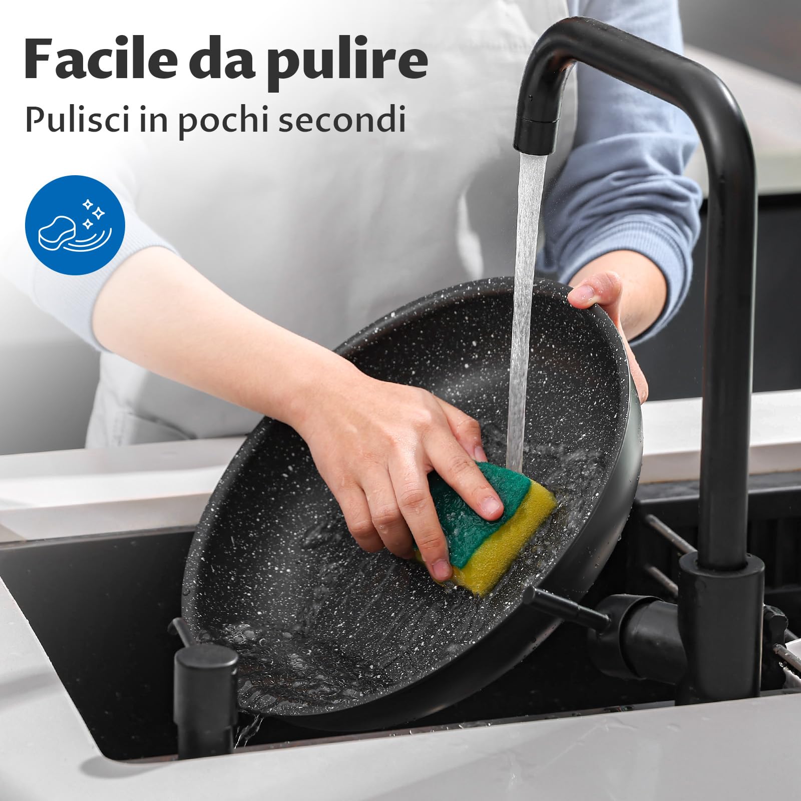 BEZIA Set di Pentole 10 Pezzi, Set Pentole e Padelle con Manico Removibile, Pentole Antiaderente, Impilabile per Camper, Prive Di Sostanze Tossiche, Senza PFOA, Compatibile con Induzione e Gas/Forno