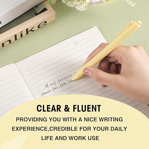 Miniatura 4 de Teling 100 bolígrafos retráctiles, cómodos, bonitos, elegantes, de escritura en punta media de 0.039 pulgadas para suministros de oficina (amarillo)