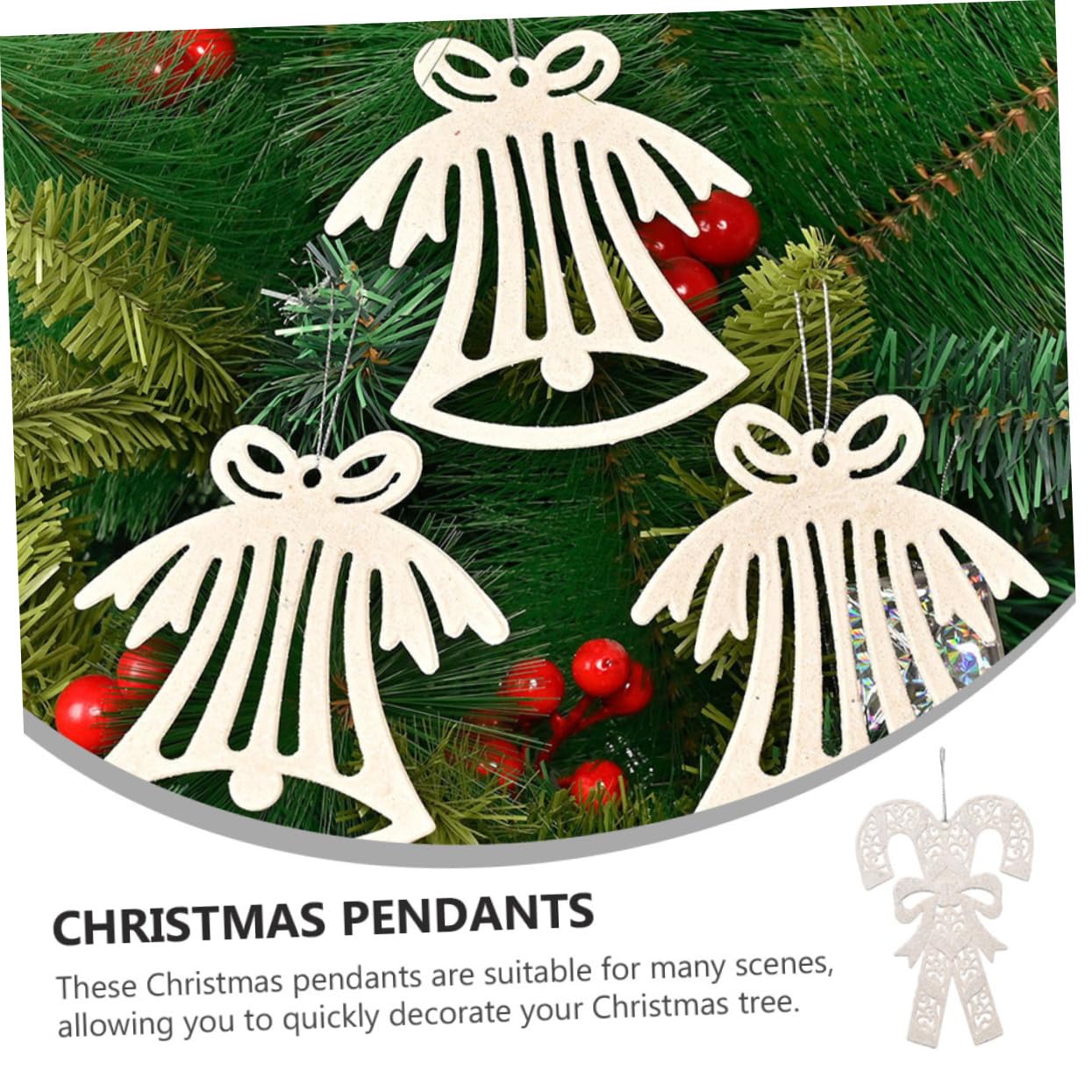 Cabilock 2 Juegos Colgante De Árbol De Navidad Adornos De Baston De Adornos De Campana De Navidad Decoración del Árbol De Navidad De Polivinilo 15 Uds * 2