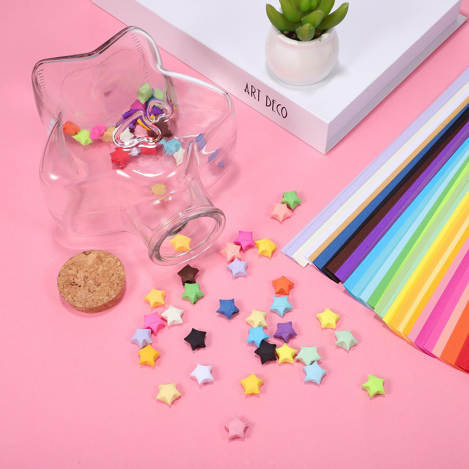 Carta Origami a Stella Colorata con Barattolo di Vetro 540 Fogli
