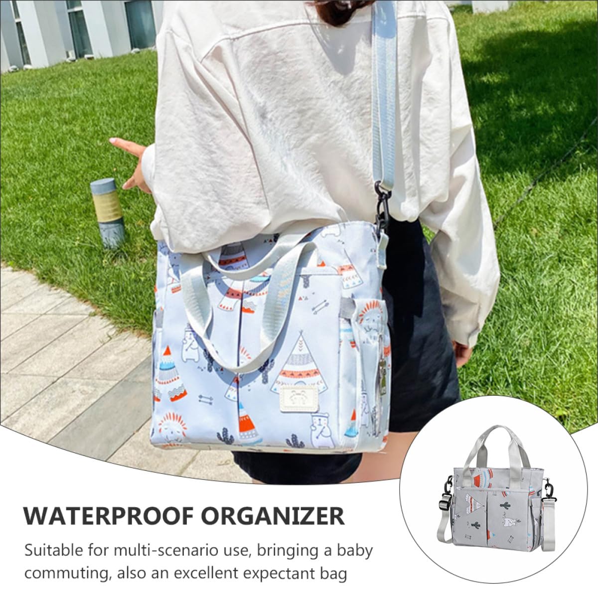 Bolso Cambiador Grande para Mamás Organizador Multifunción con Compartimentos Independientes para Biberones y Pañales Bolsa para Cochecito y Hospital para Paseo y Viaje