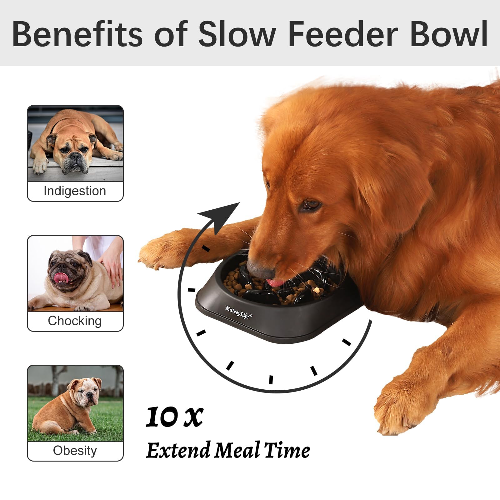 Slow Feeder Dog Bowls 2PCS, AntiChoking Puzzle Dog Food Bowls, AntiSlip