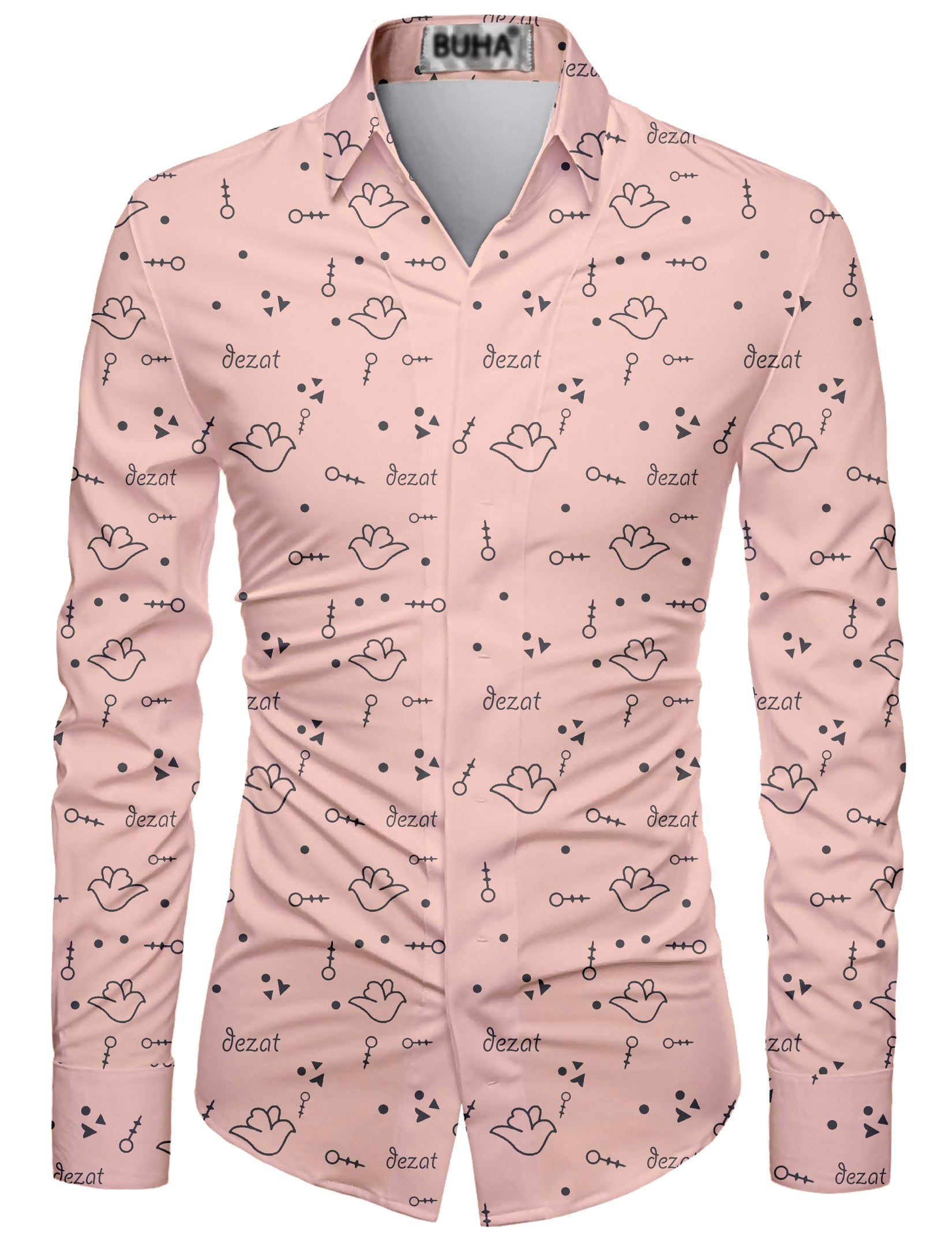 buha Unstitched Men’s Pink Printed Shirt Fabric 2.25 Meter Cotton Blend Material for Casual, Office, Formal & Festive Occasions-picture-29