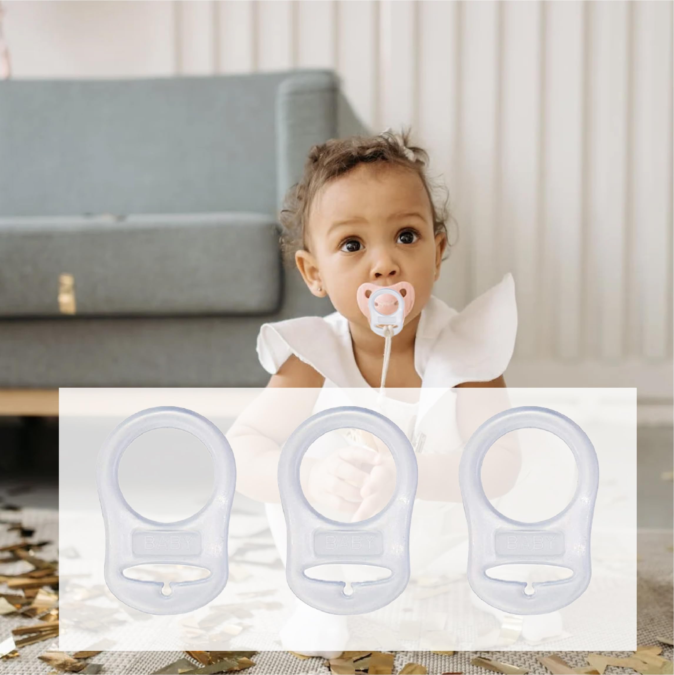 Adattatore per Clip Supporto Porta Ciuccio in Silicone, 4 Pezzi