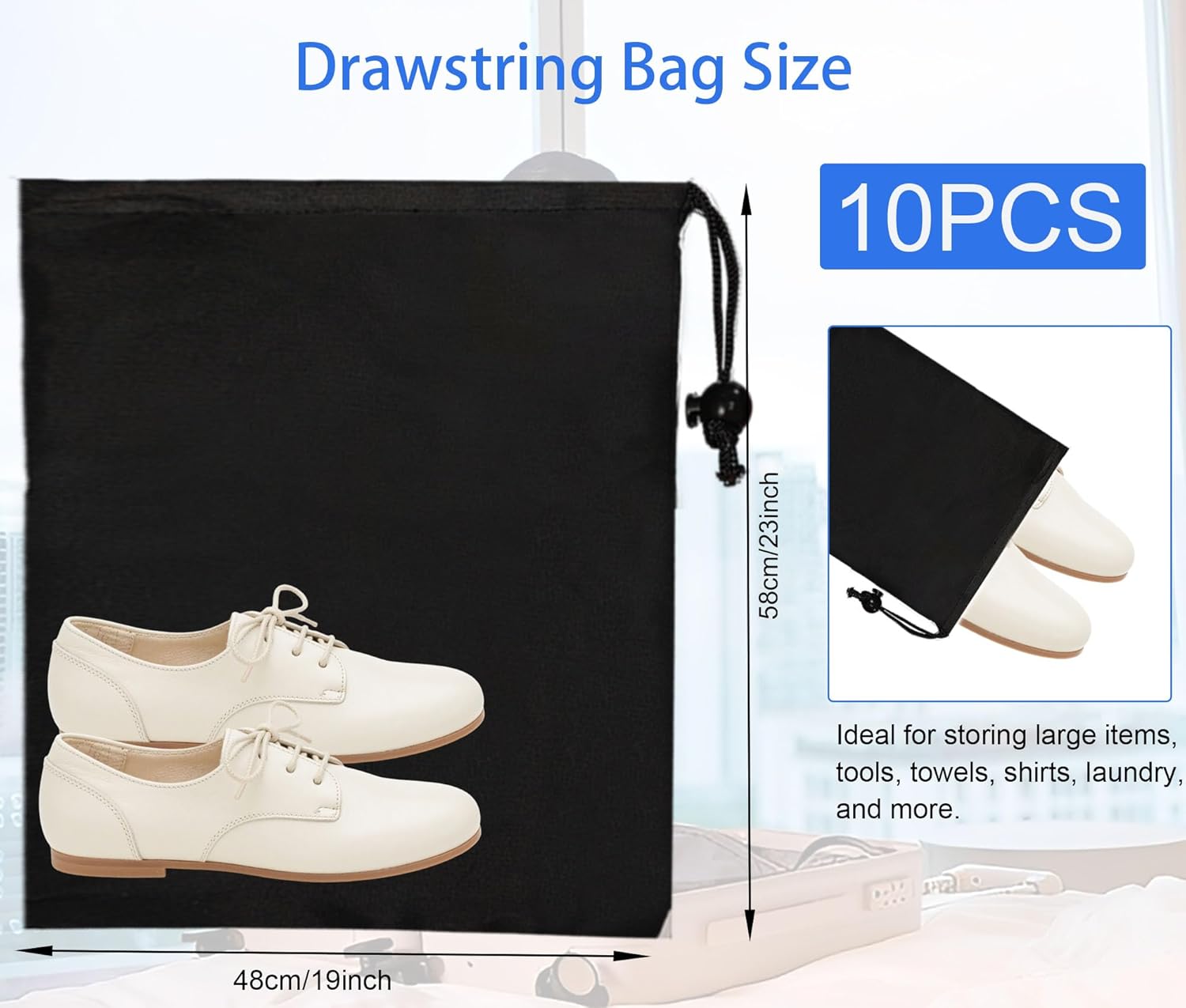 10-Pack Drawstring Bags with Toggle Closure - Lightweight & Durable Nylon Gym Bags for Sports, Travel and Daily Use - Image 4