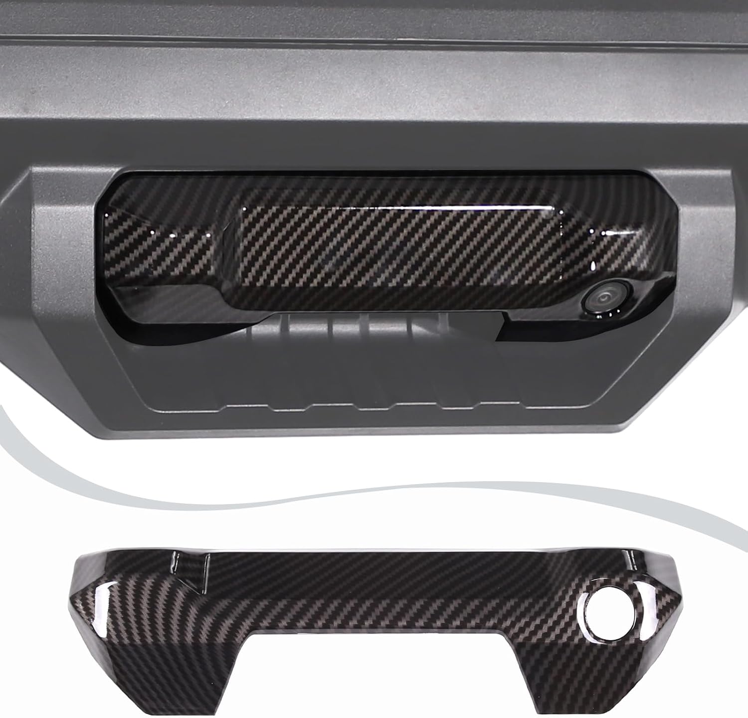 ABS Car Tailgate Handle Decorative Cover Fit for Toyota Tundra 2022 2023 Car Rear Trunk Door Handle Panel Cover Exterior Accessriose(Low version+Carbon Fiber Pattern)