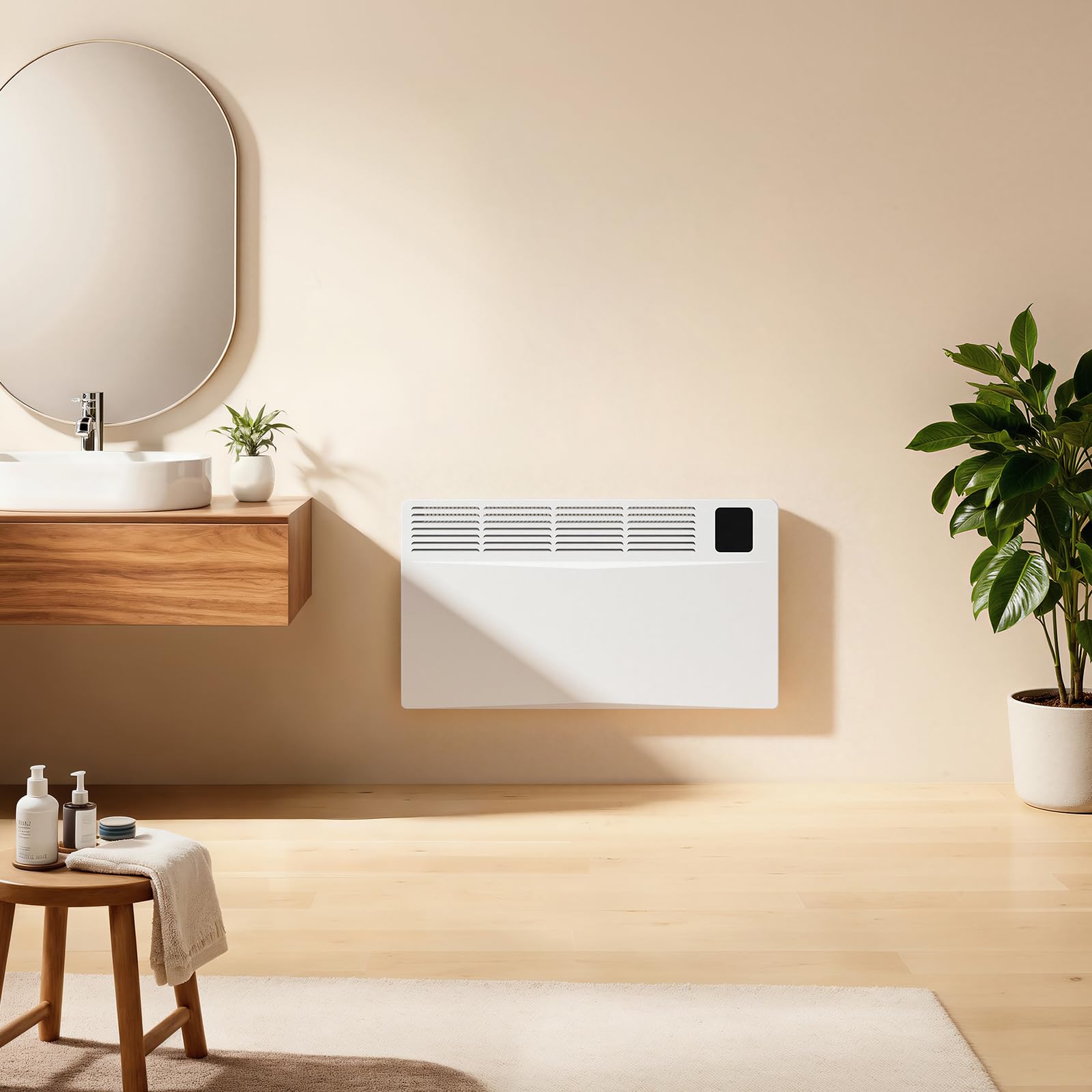 EMKE Calefactor eléctrico inteligente de 2000 W, convector, calefacción eléctrica con WiFi y control por aplicación, radiador eléctrico, ahorro de energía, dispositivo de pie o pared
