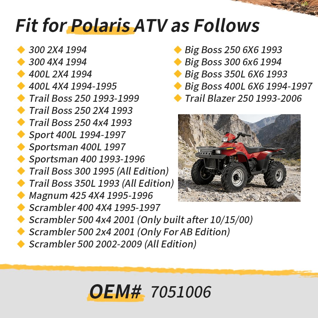 Rubinetto benzina alluminio per Polaris Big Boss Trail Boss Blazer Magnum Scrambler Sportsman 250 300 350 400 425 500 1993-2009